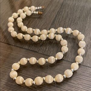 Vintage Satin Thread Wrapped Beaded Necklace 20 5/8”